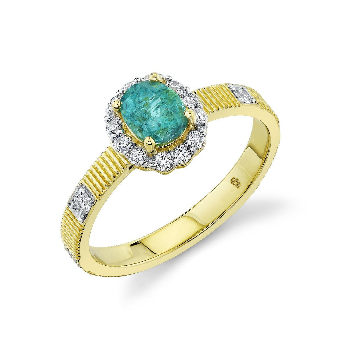 Paraiba Ring With Diamond Halo Ring