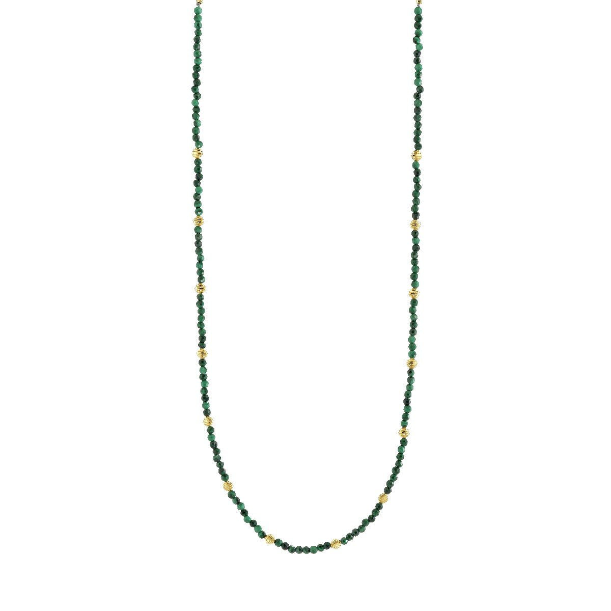 Malachite Bead Necklace With Gold Strie Stations