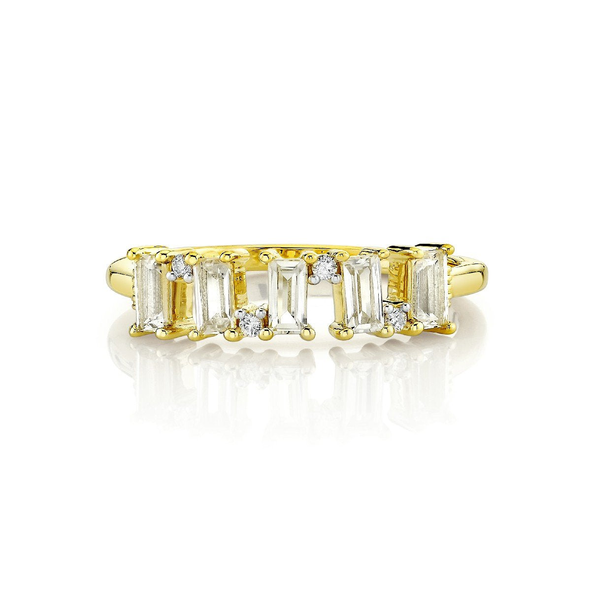 White Topaz Baguette & Diamond Band