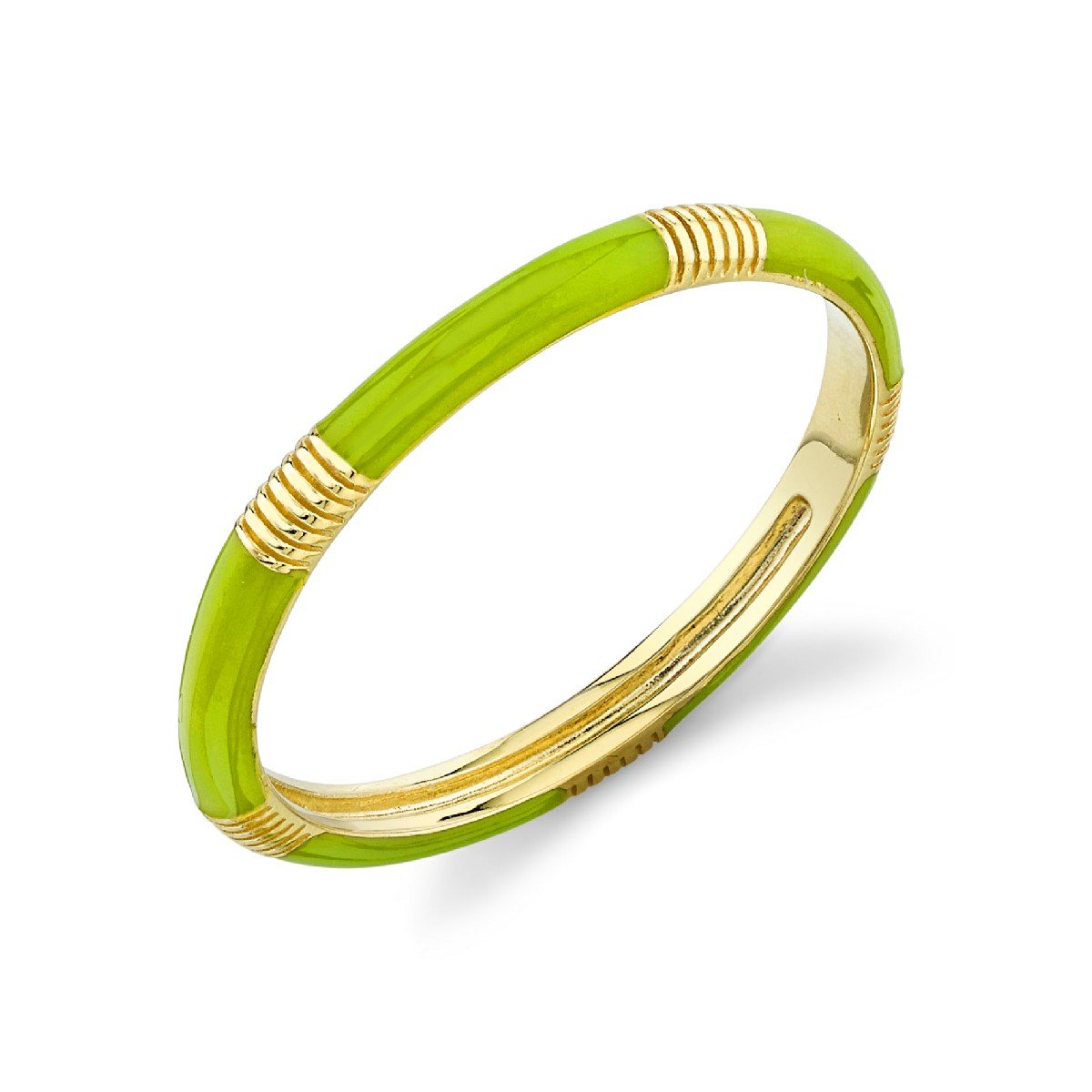 Lime Green Enamel Band With Strie Stations