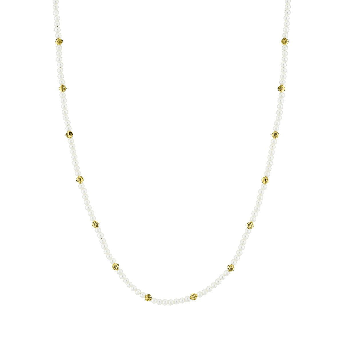 Pearl Necklace With Gold Strie Stations