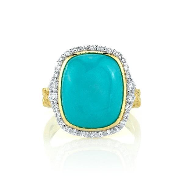 Turquoise Ring With Diamond Halo