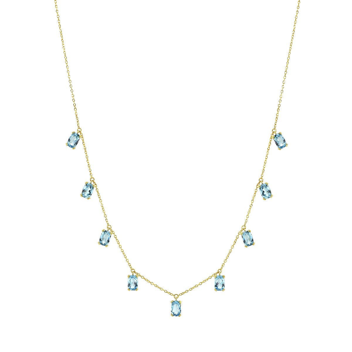Swiss Blue Topaz Cushion Drop Chain