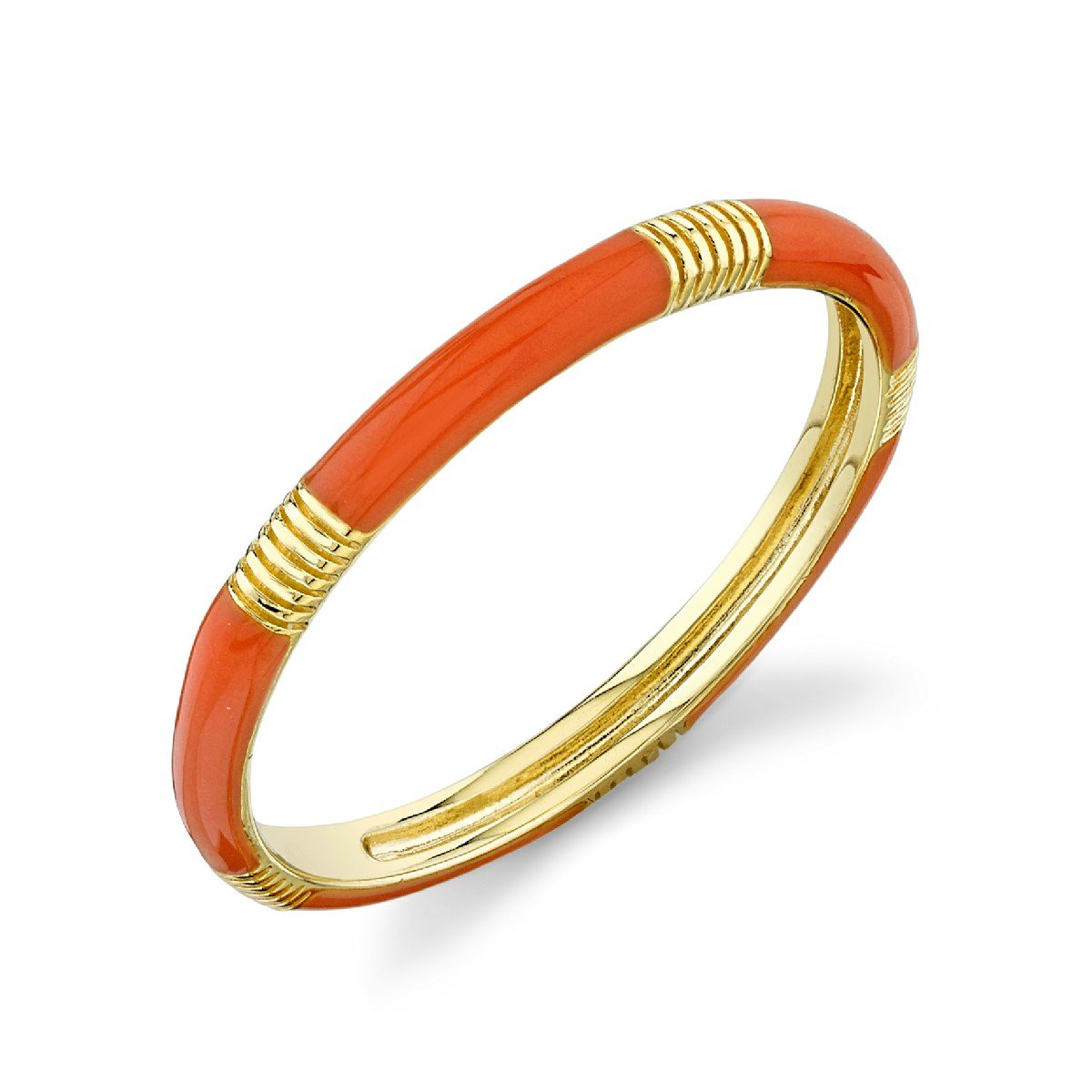 Coral Enamel Band With Gold Strie Stations