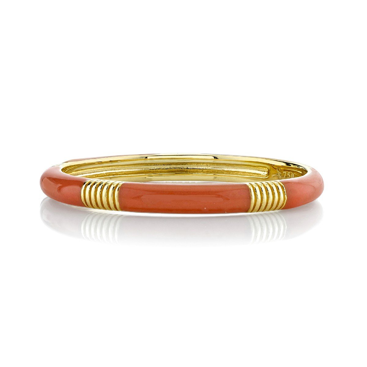 Coral Enamel Band With Gold Strie Stations