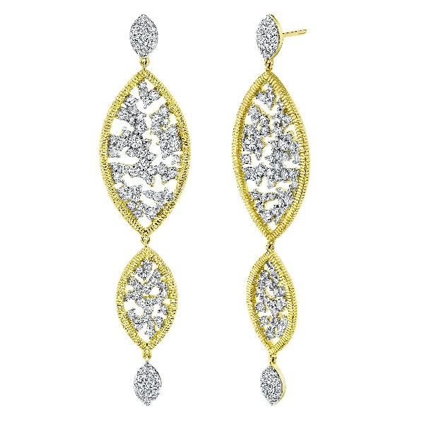 Marquis Drop Earrings With Prong Set Scattered Diamonds