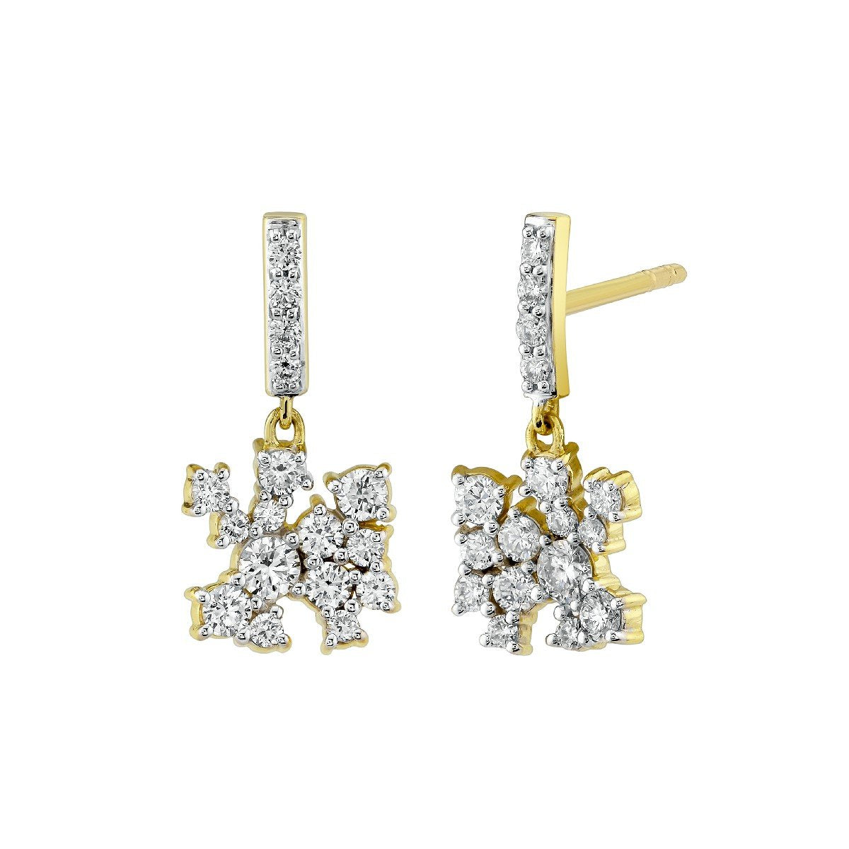 Scattered Diamond Drop Earrings