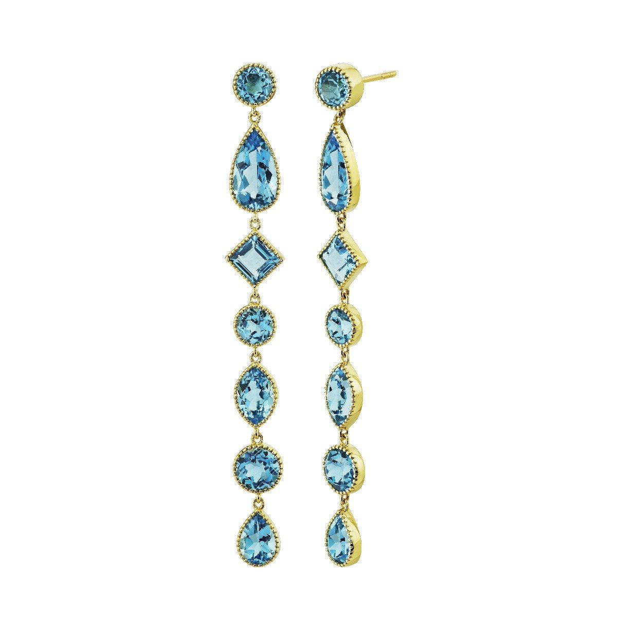 Mix Shape Sky Blue Topaz Drop Earrings