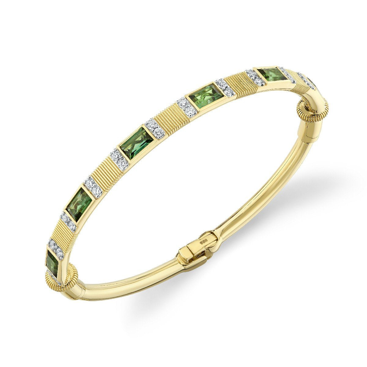 Blue Green Tourmaline And Diamond Bracelet