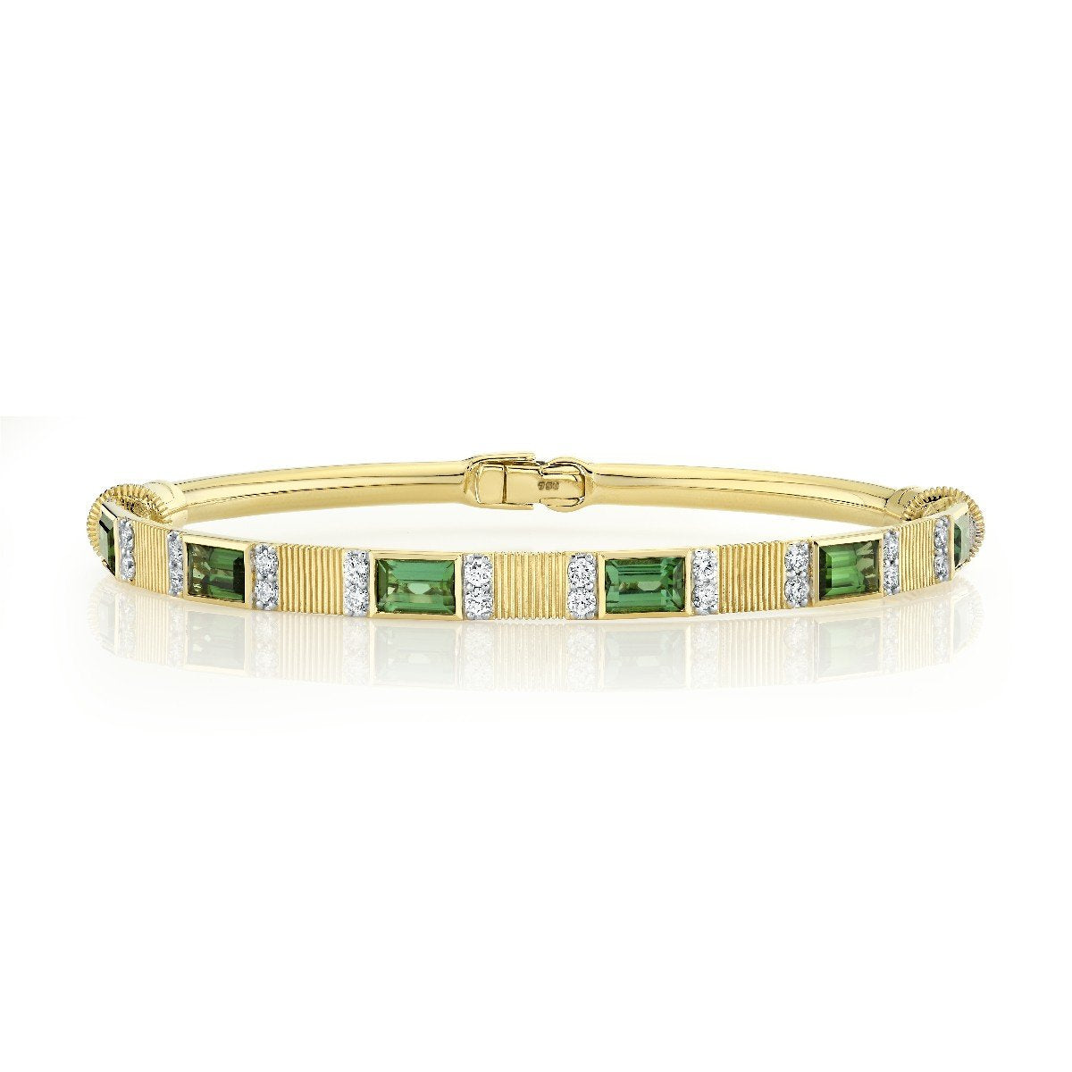 Blue Green Tourmaline And Diamond Bracelet
