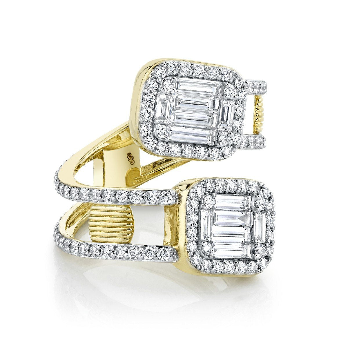 Baguette Diamond Illusion Bypass Ring