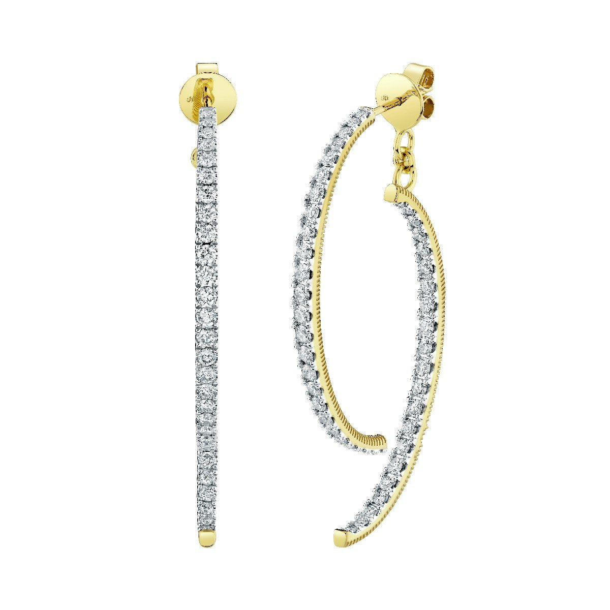 Diamond 40mm Double Crescent Moon Earrings