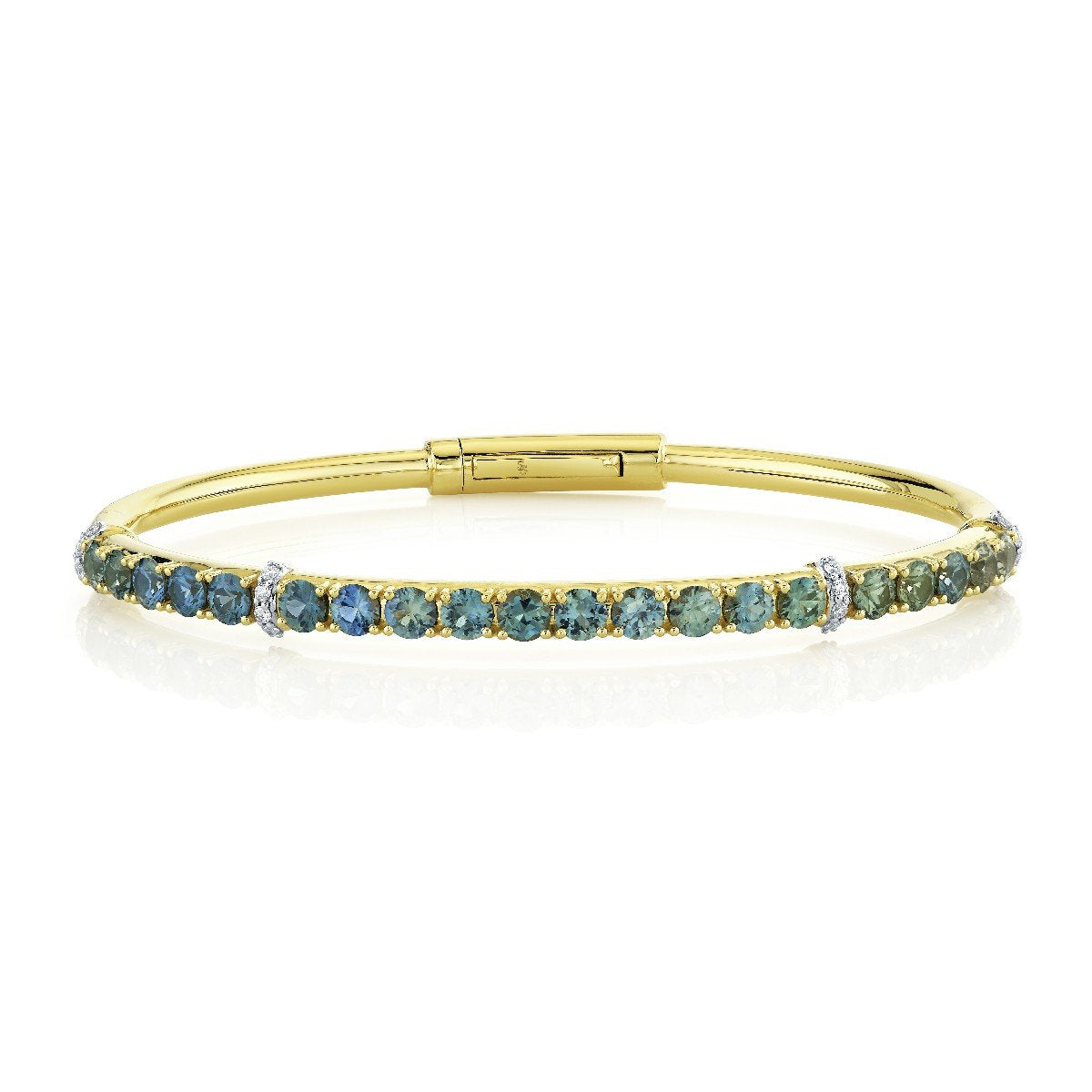 Blue Green Sapphire And Diamond Bracelet