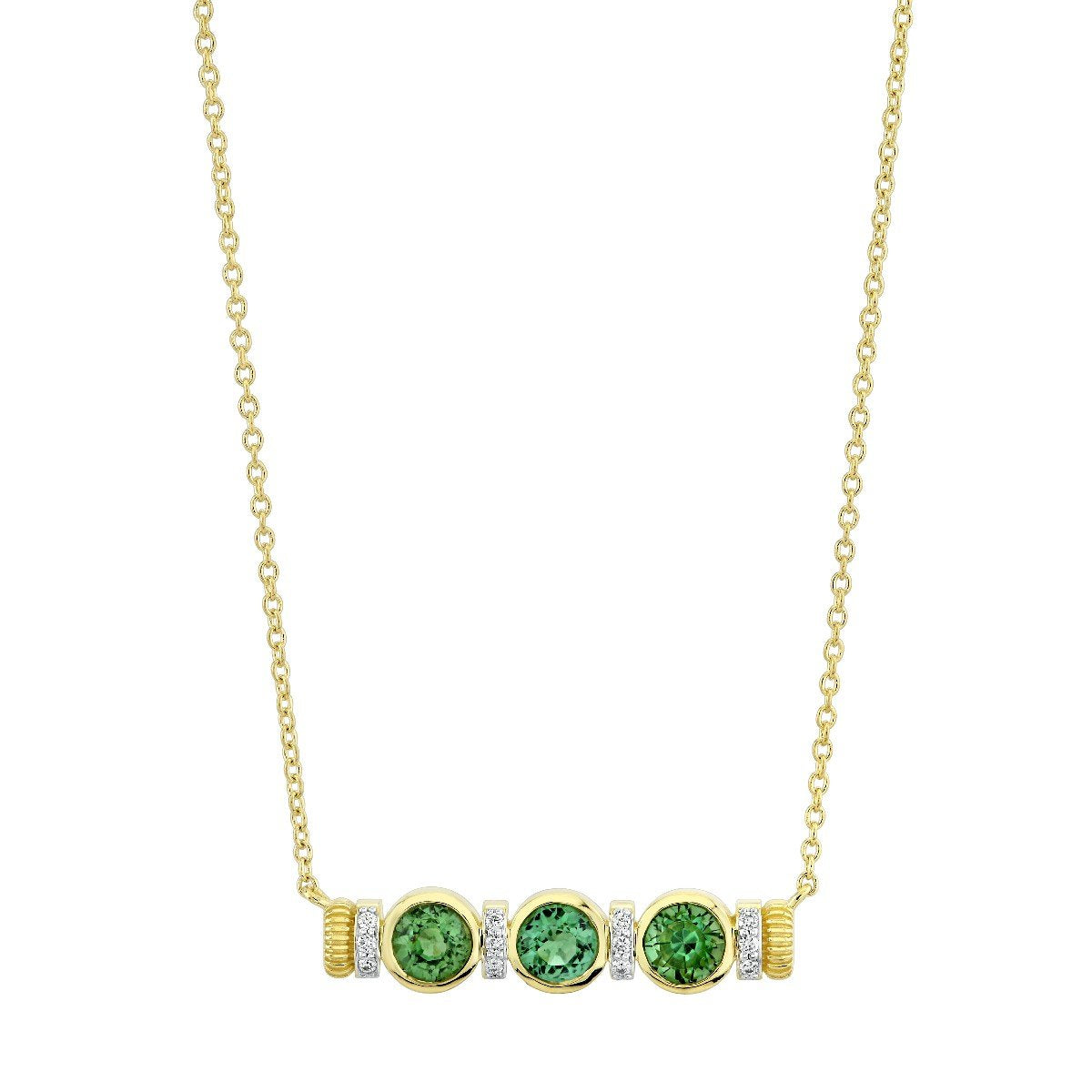 Seafoam Tourmaline And Diamond Bar Pendant