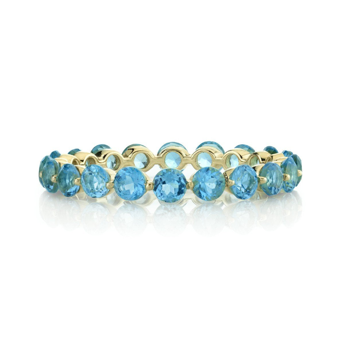 Swiss Blue Topaz Eternity Band With Prong Spacers