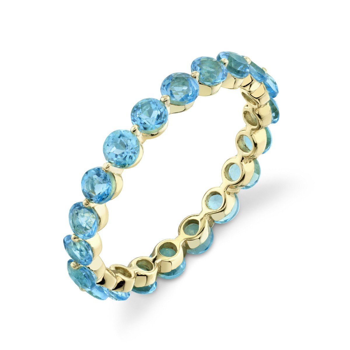 Swiss Blue Topaz Eternity Band With Prong Spacers