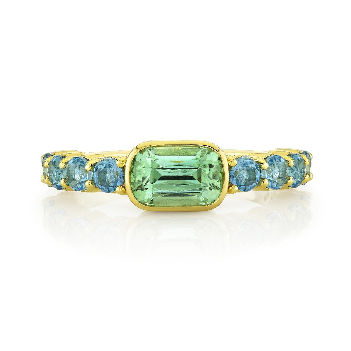 Green Tourmaline And Blue Topaz Band