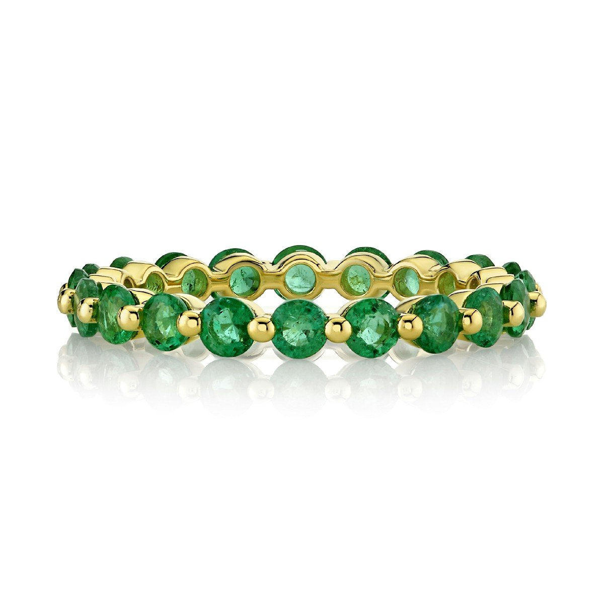 Emerald Eternity Band With Prong Spacers