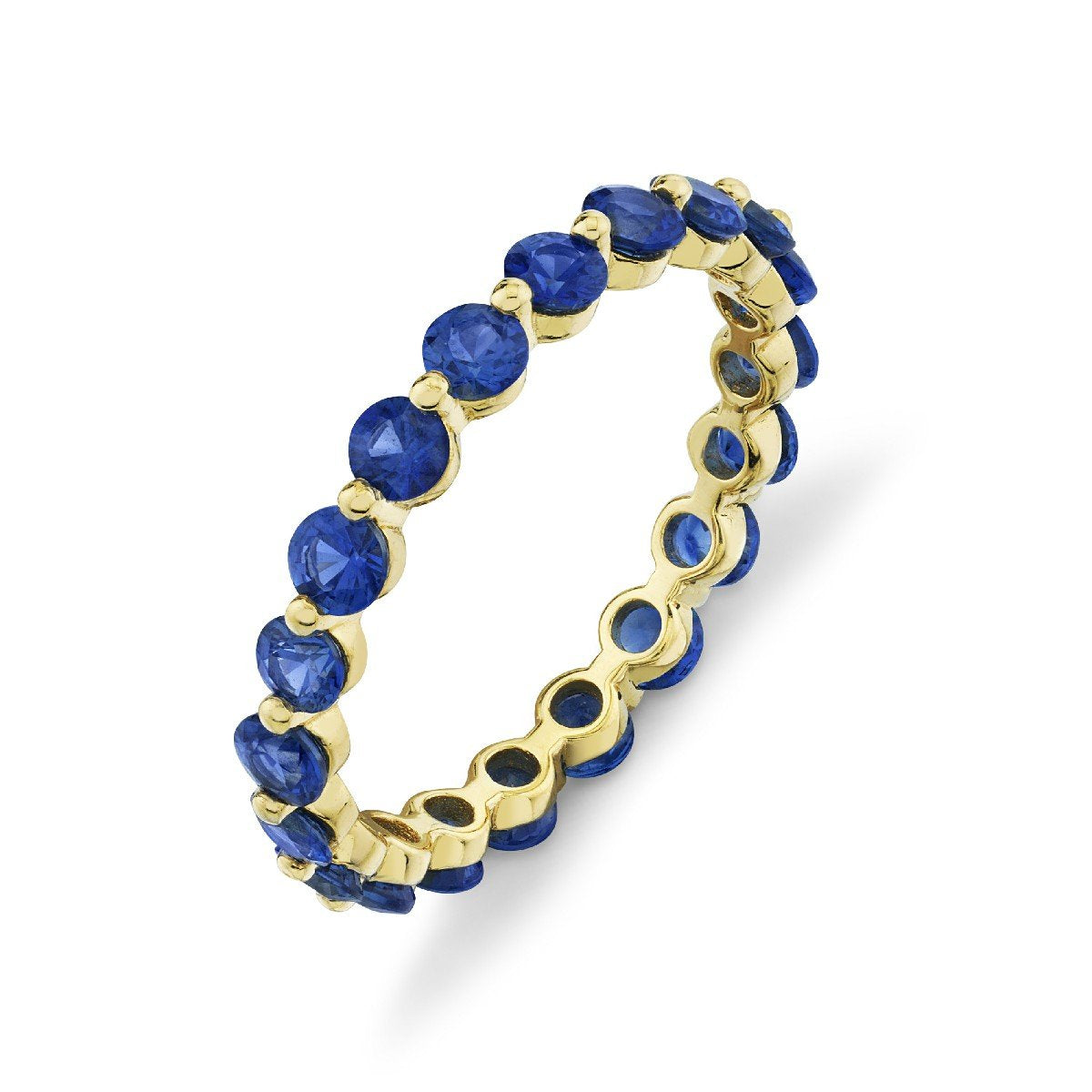 Blue Sapphire Eternity Band With Prong Spacers