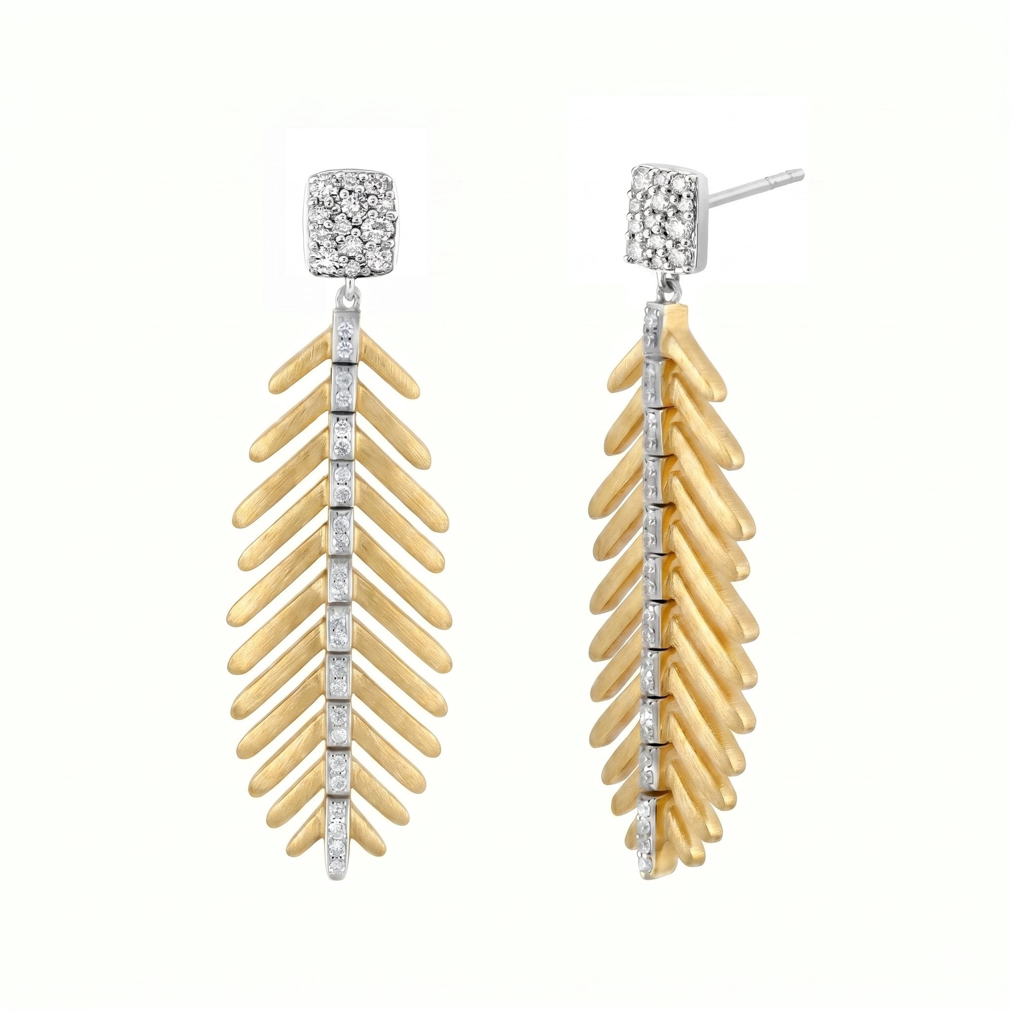 Mix Metal 50mm Feather Earrings