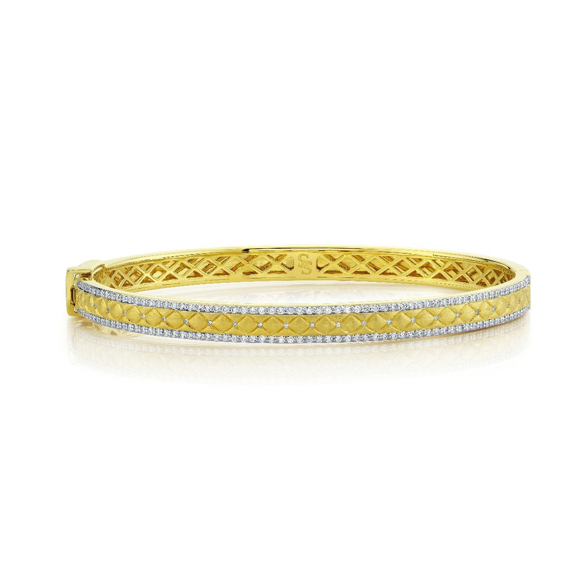 Gold Quilt Bracelet With Diamond Edges