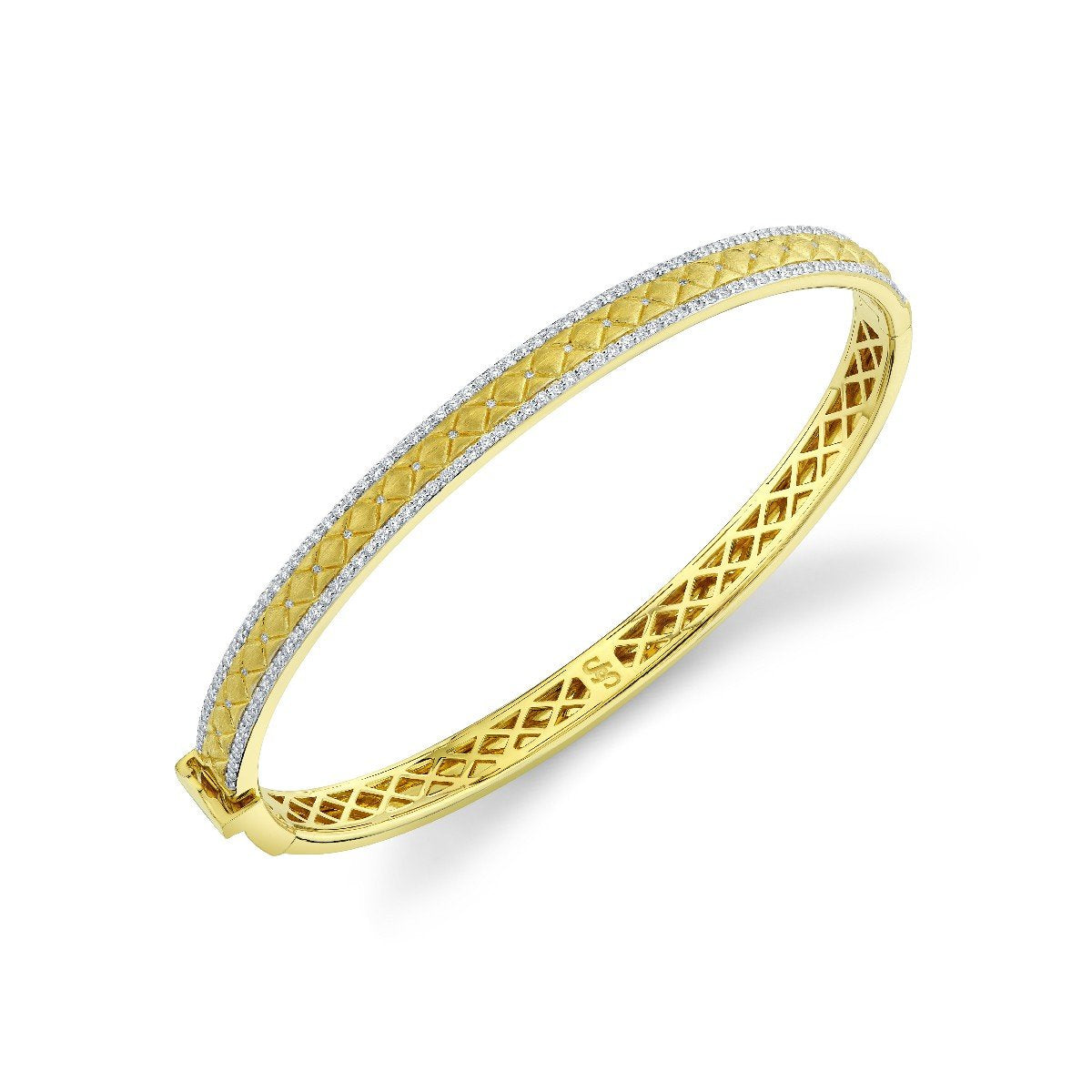 Gold Quilt Bracelet With Diamond Edges