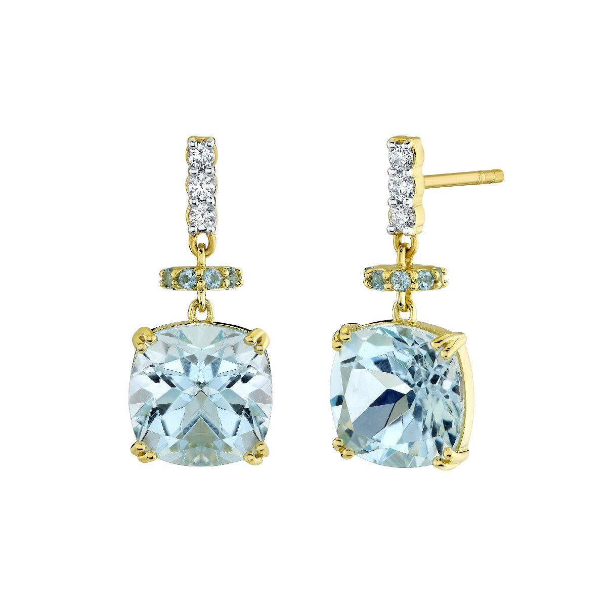 Blue Topaz Cushion Drop Earrings