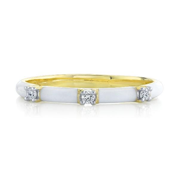 White Enamel And Diamond Band