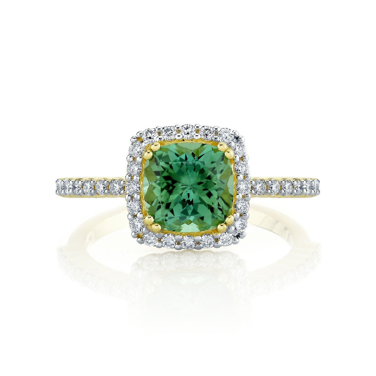 Mint Green Tourmaline Ring With Diamonds