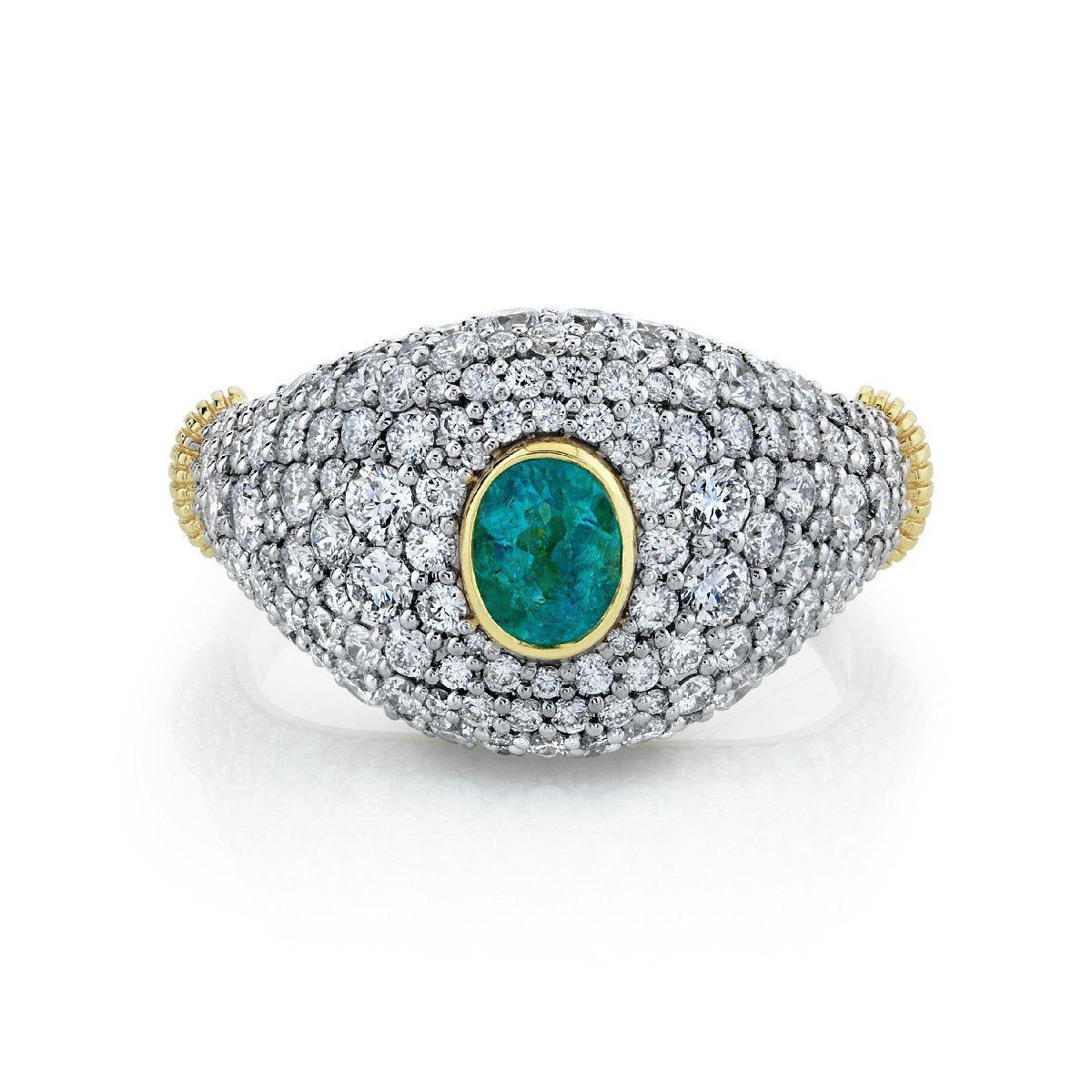 Paraiba And Diamond Signet Ring