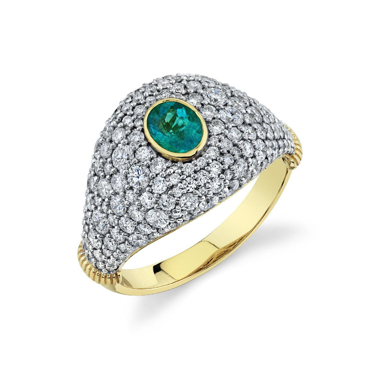 Paraiba And Diamond Signet Ring