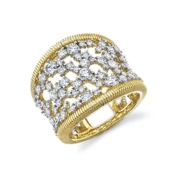 Celestial Diamond Band With Strie Gold Edges