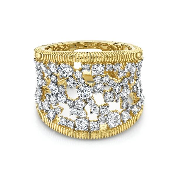 Celestial Diamond Band With Strie Gold Edges