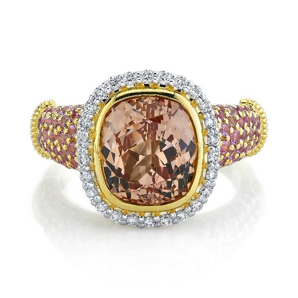 Malaya Garnet Ring With Pink Sapphires And Diamonds