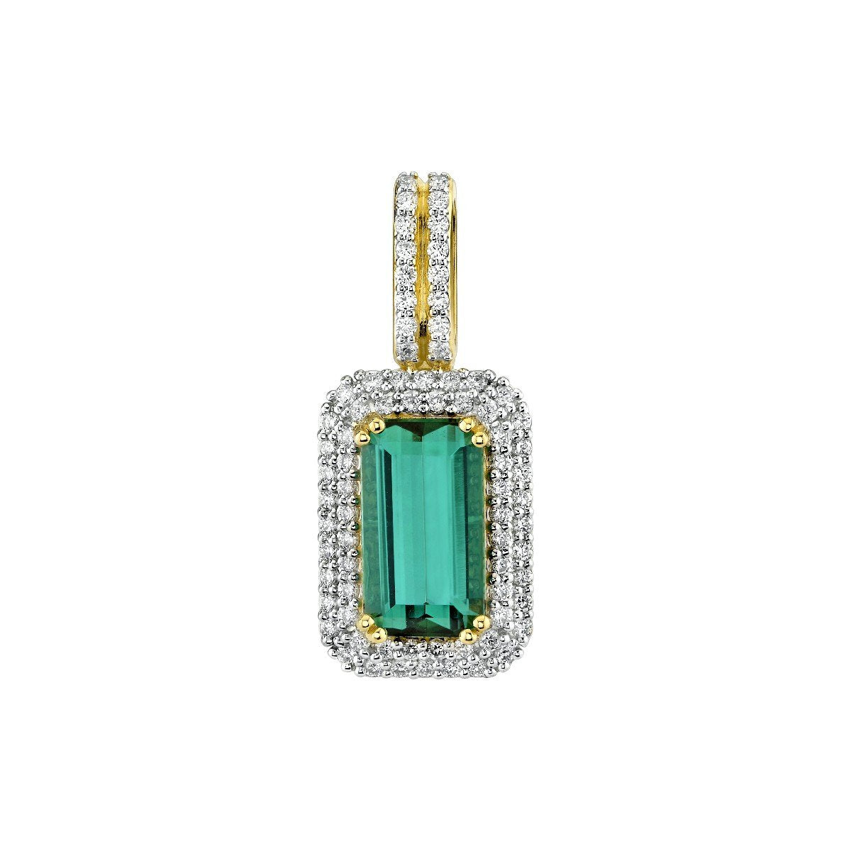 Green Tourmaline Pendant With Diamonds