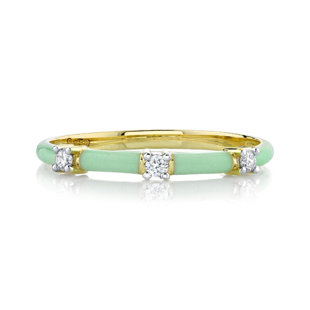 Mint Green Enamel And Diamond Band