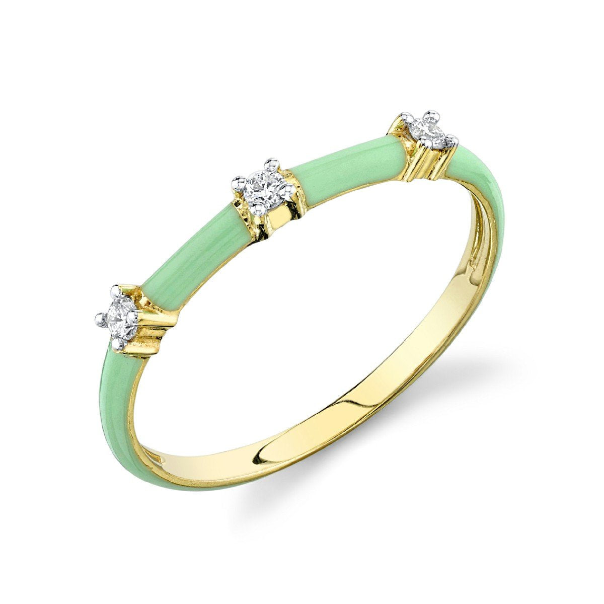 Mint Green Enamel And Diamond Band