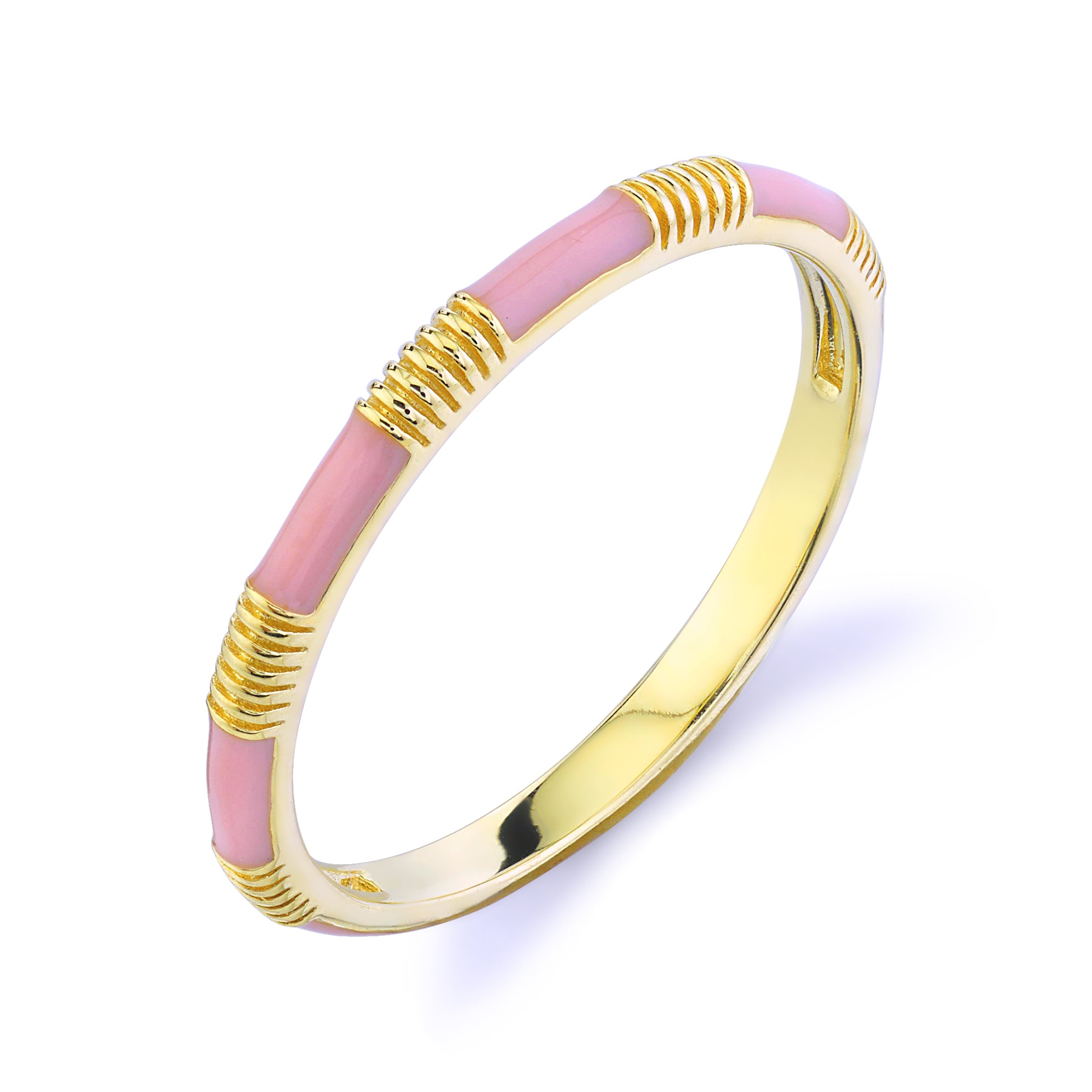 Pink Enamel Band with Strie Detail