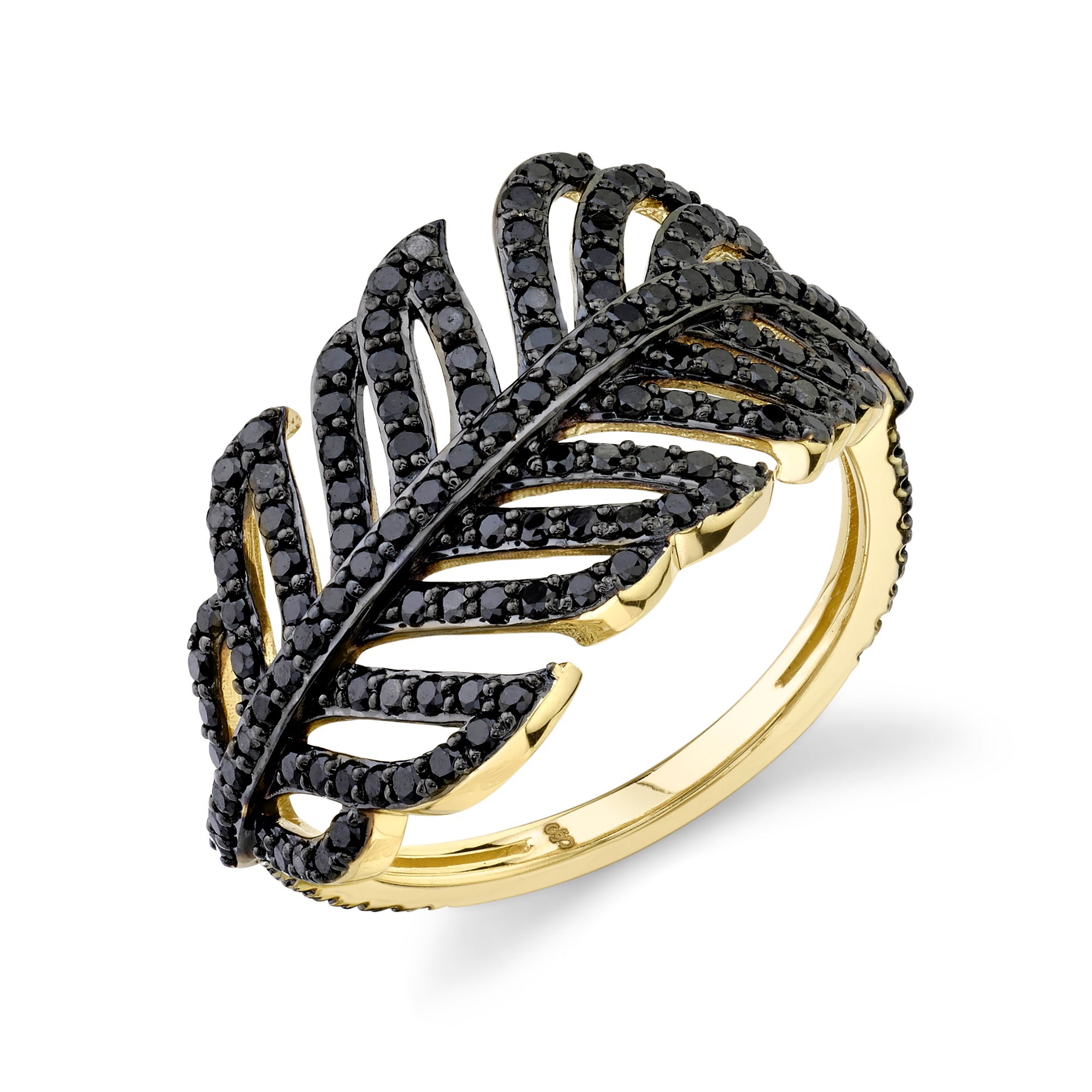 Black Diamond Feather Ring