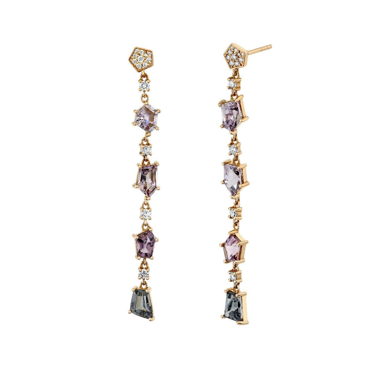 Multishape Spinel Earrings With Diamonds