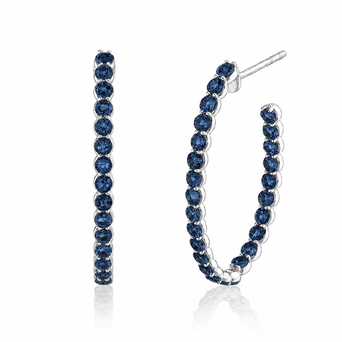 Sterling Silver London Blue Topaz Inside Out Hoops