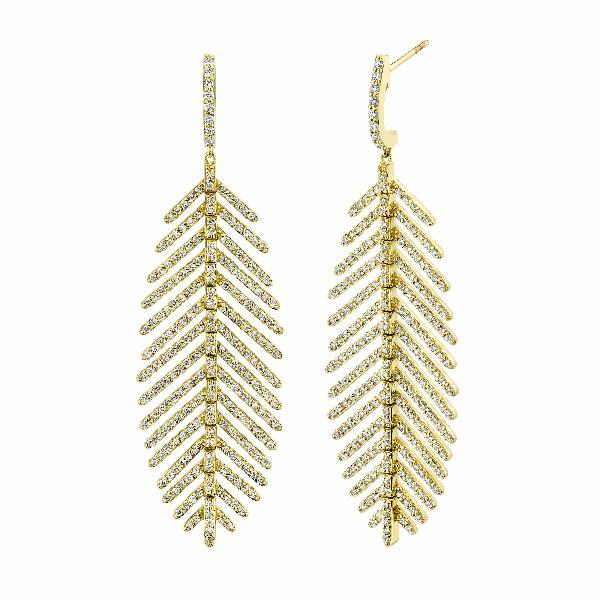 50mm Diamond Feather Earrings