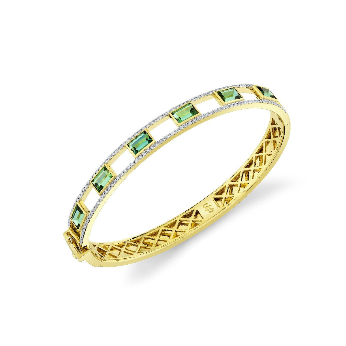 Blue Green Tourmaline And Diamond Bracelet