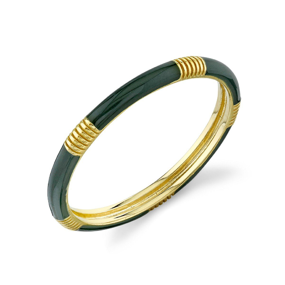 Forest Green Enamel Band With Gold Strie Stations