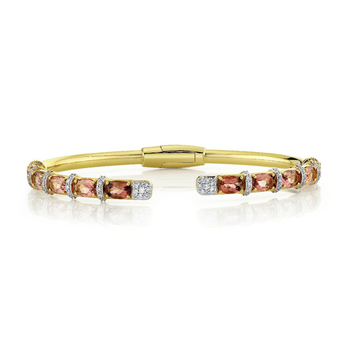 Stretch Pink Tourmaline Bracelet WIth Diamonds