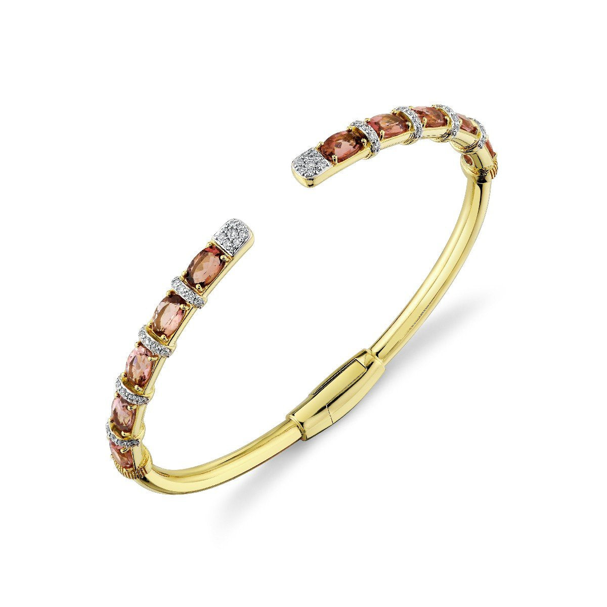 Stretch Pink Tourmaline Bracelet WIth Diamonds