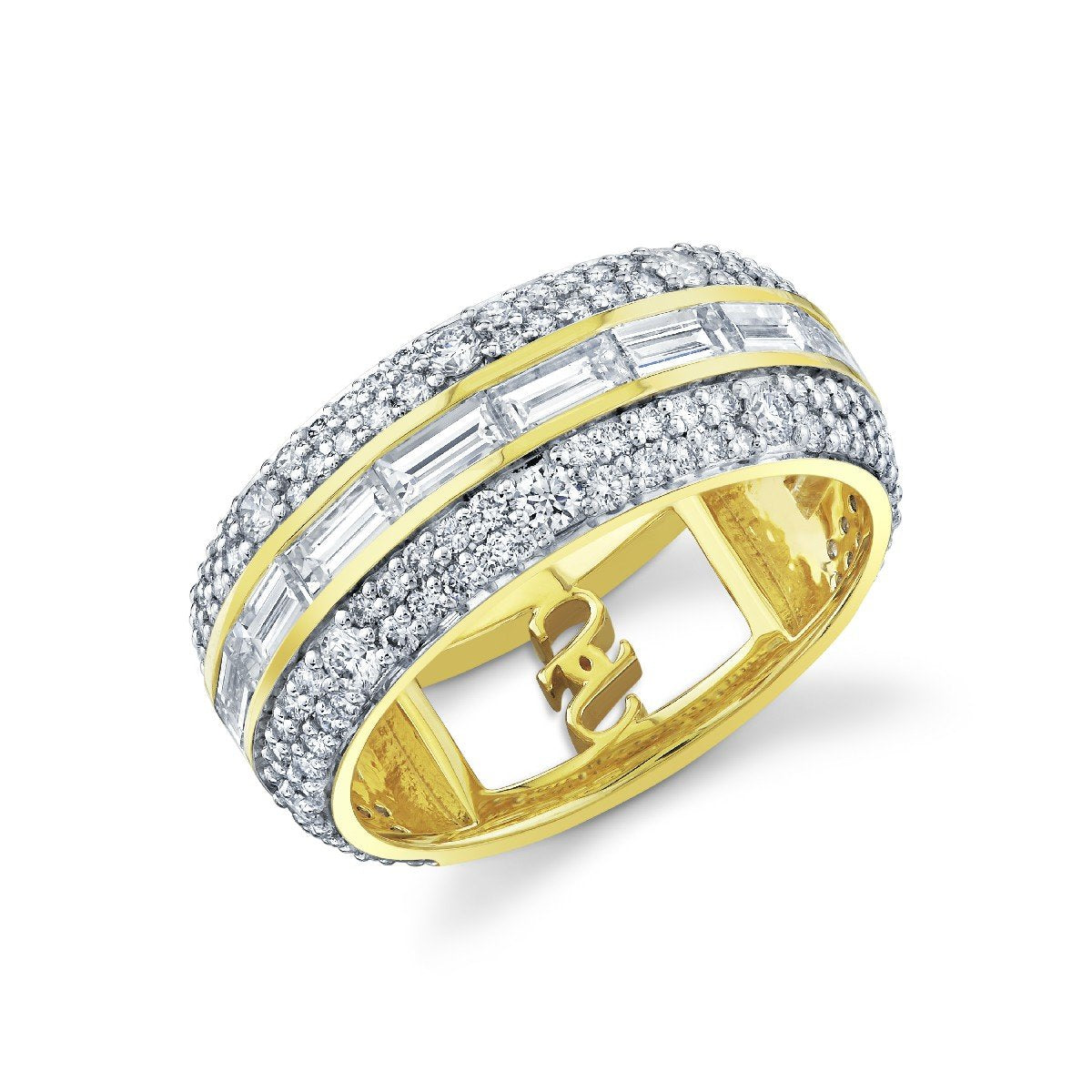 Diamond Baguette Band With Pave Edges