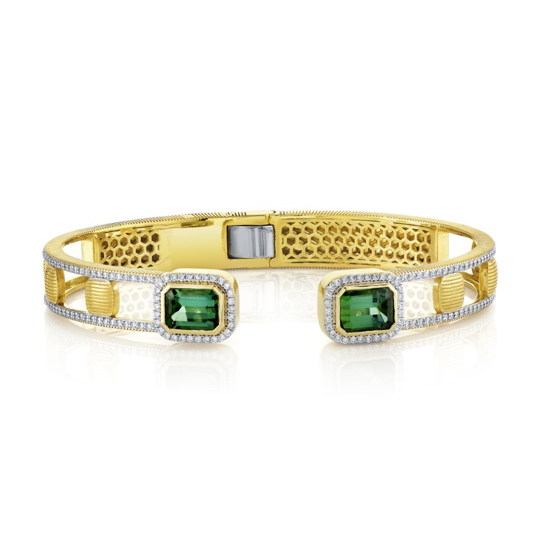 Green Tourmaline And Diamond Bracelet