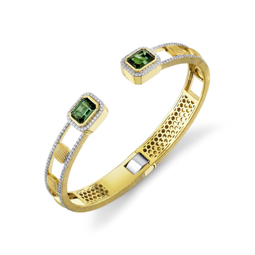 Green Tourmaline And Diamond Bracelet