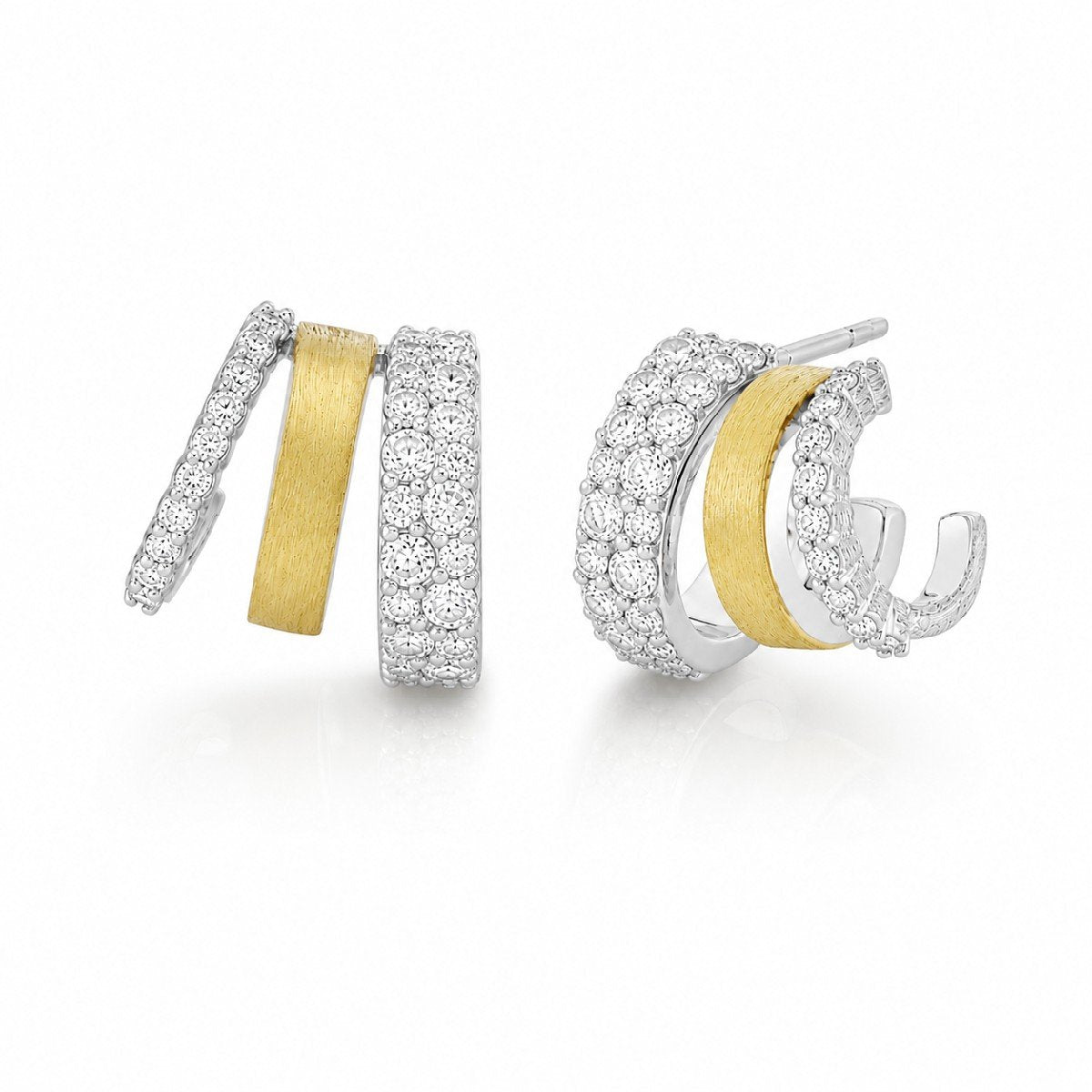 Mixed Metal Multi Hoop Crawler With White Topaz & Diamonds